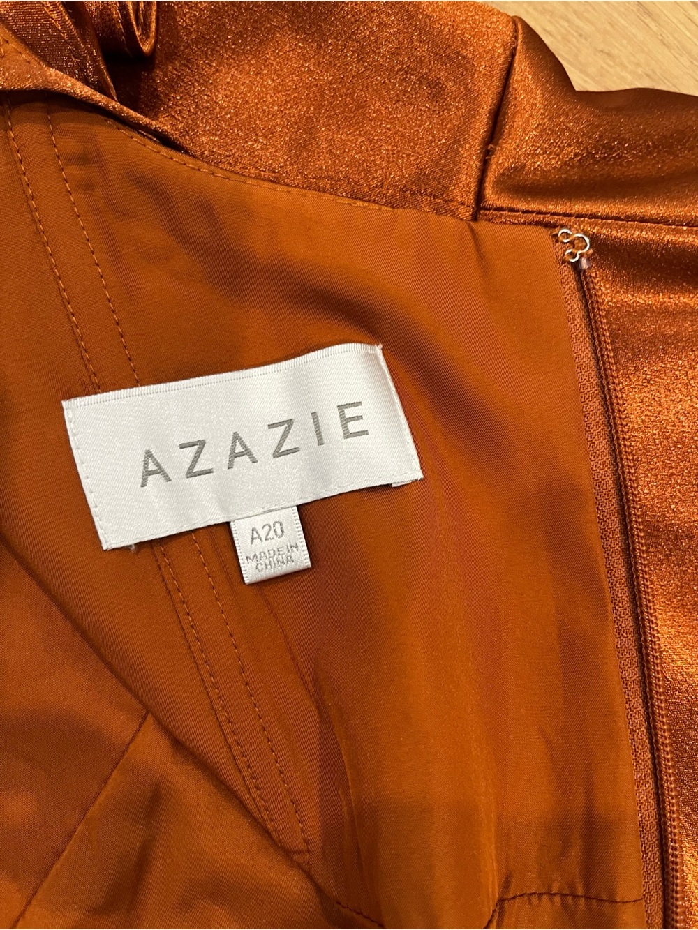 Azazie Bondi - Burnt Orange A-Line Bow Stretch Satin Dress - Picture 7 of 8